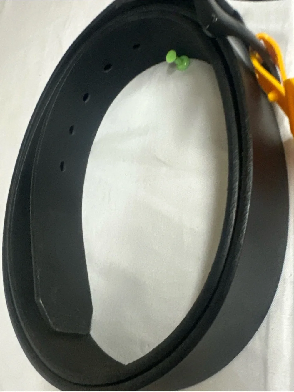 Carhartt Black Leather Belt with White Logo Detail